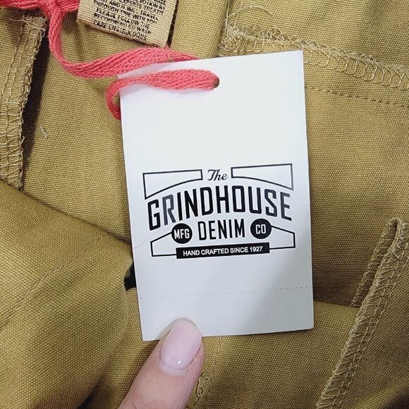 Grindhouse Denim Mens Cargo Shorts Size Large Tan Khaki Drawstring Waist Stretch - Picture 10 of 13